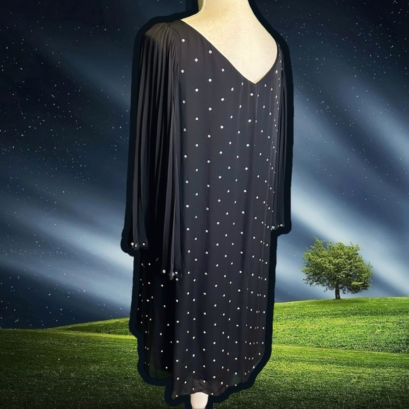 Marc Jacobs RARE Black 100% Silk Rhinestone Crystal Studded Shift Dress Size 12 - Picture 6 of 14
